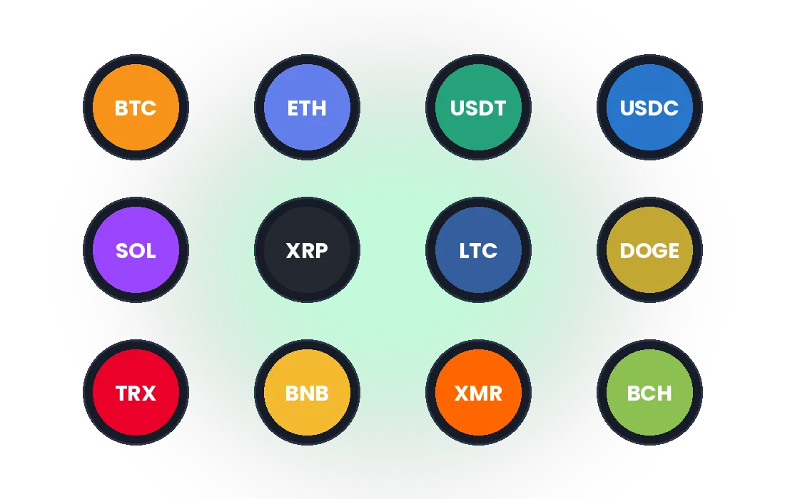 Cryptocurrencies accepted at JackBit: BTC, ETH, USDT, USDC, SOL, XRP and more